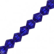 Faceted glass bicone beads 4mm Tranparent deep blue 